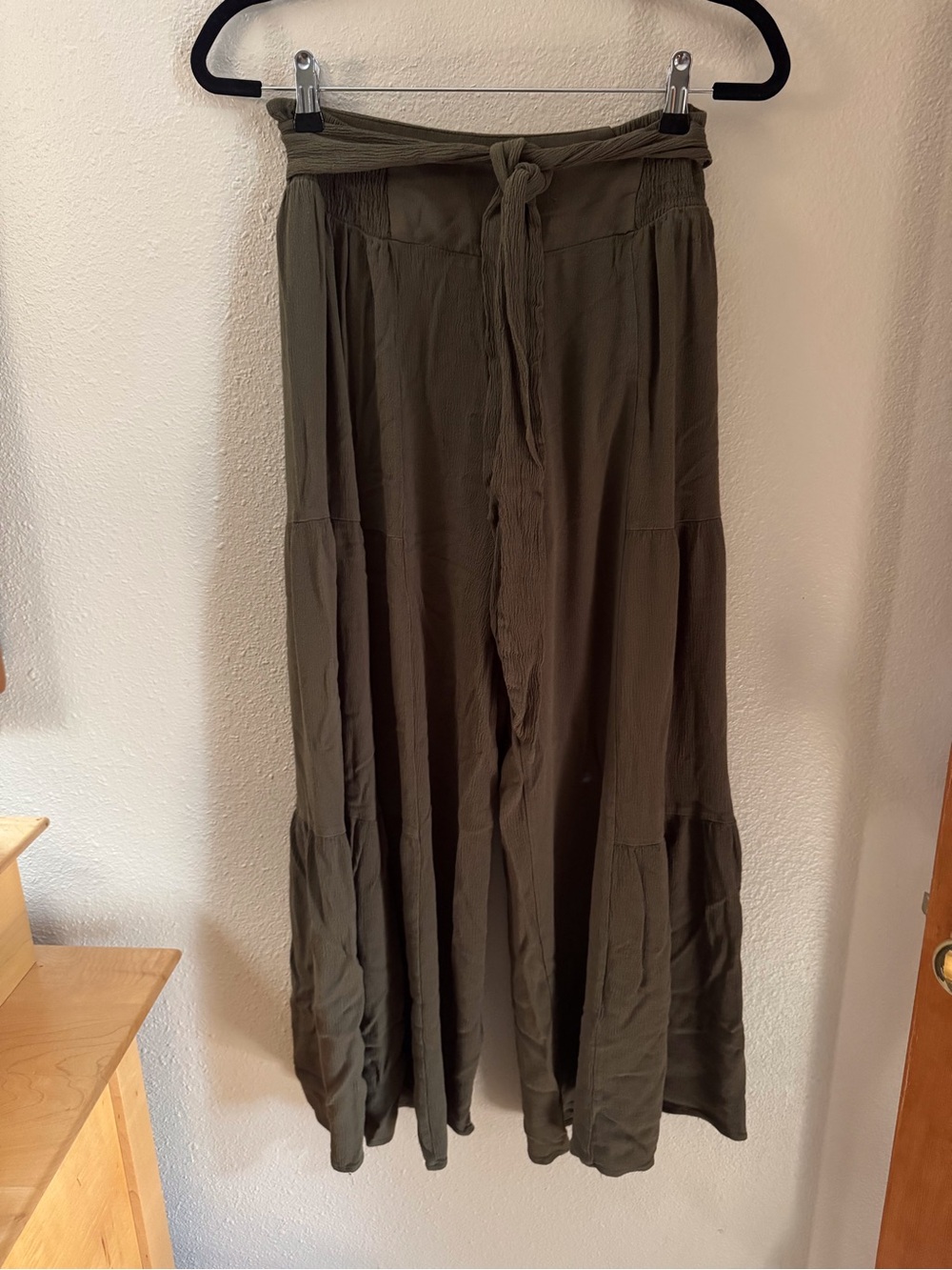 Bluivy Olive Maxi Skirt with Tie Front